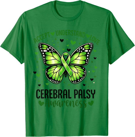 Accept Understand Love Butterfly Cerebral Palsy Awareness T-Shirt - T-Shirt | Irish Green