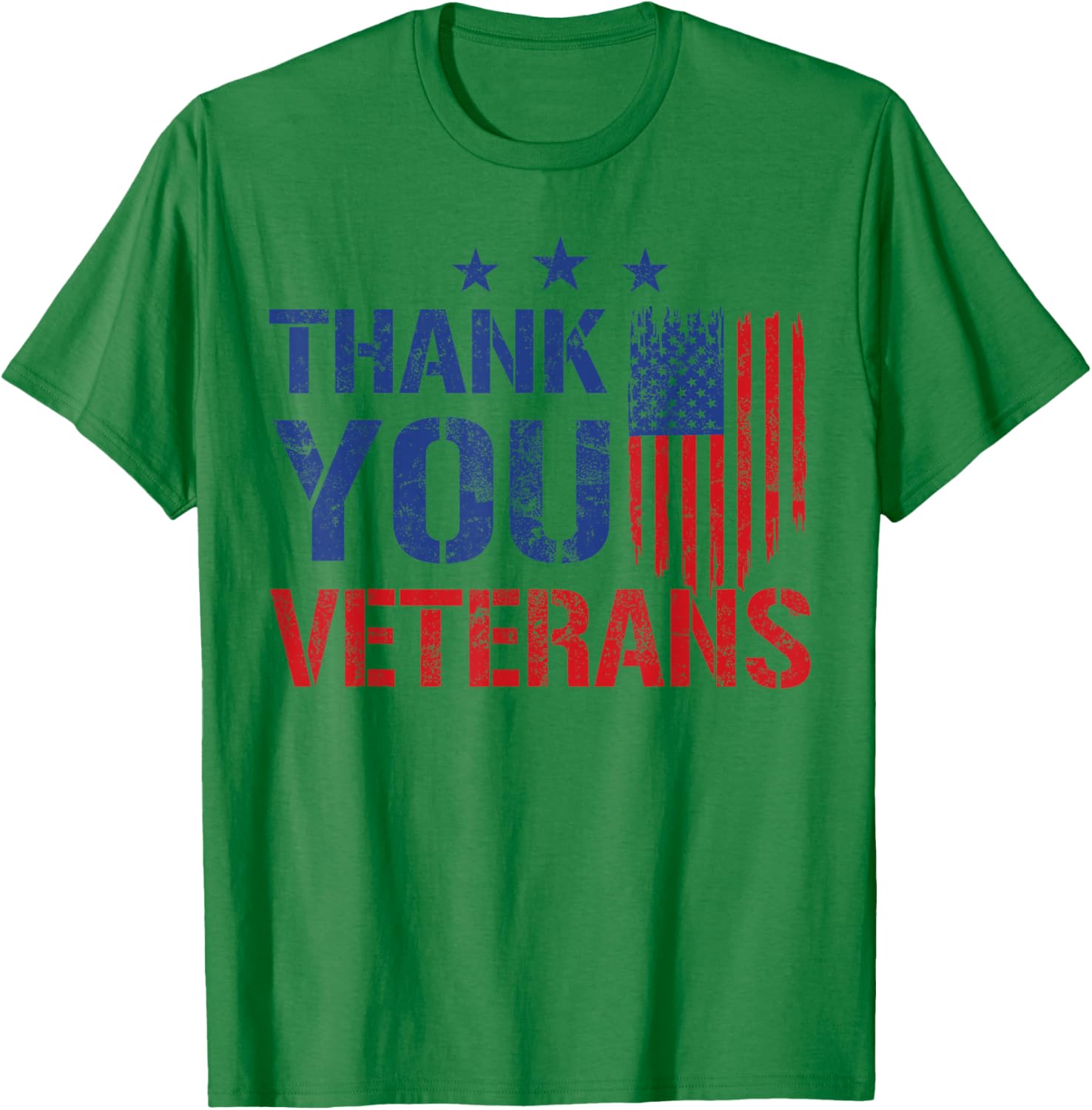 Patriotic American Flag Thank You Veterans Men Women Kids T-Shirt - T-Shirt | Irish Green