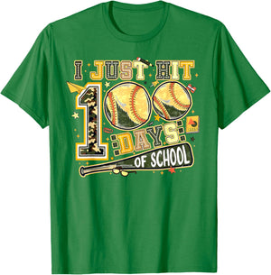 Happy 100 Days of School Baseball Camo 100th Day of School T-Shirt - T-Shirt | Irish Green