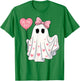 Be My Boo Cute Ghost Pink Bow and Hearts Valenween T-Shirt - T-Shirt | Irish Green