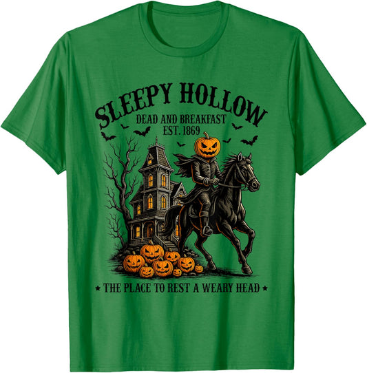 Sleepy Hollow Dead and Breakfast Est 1869 Headless Horseman T-Shirt - T-Shirt | Irish Green