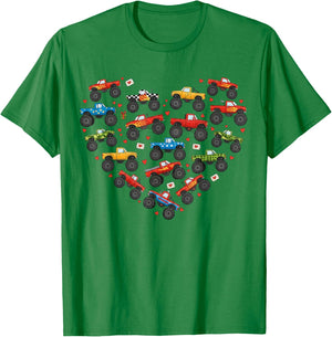 Trucks Heart Valentine Truck Boy Valentines Day T-Shirt - T-Shirt | Irish Green