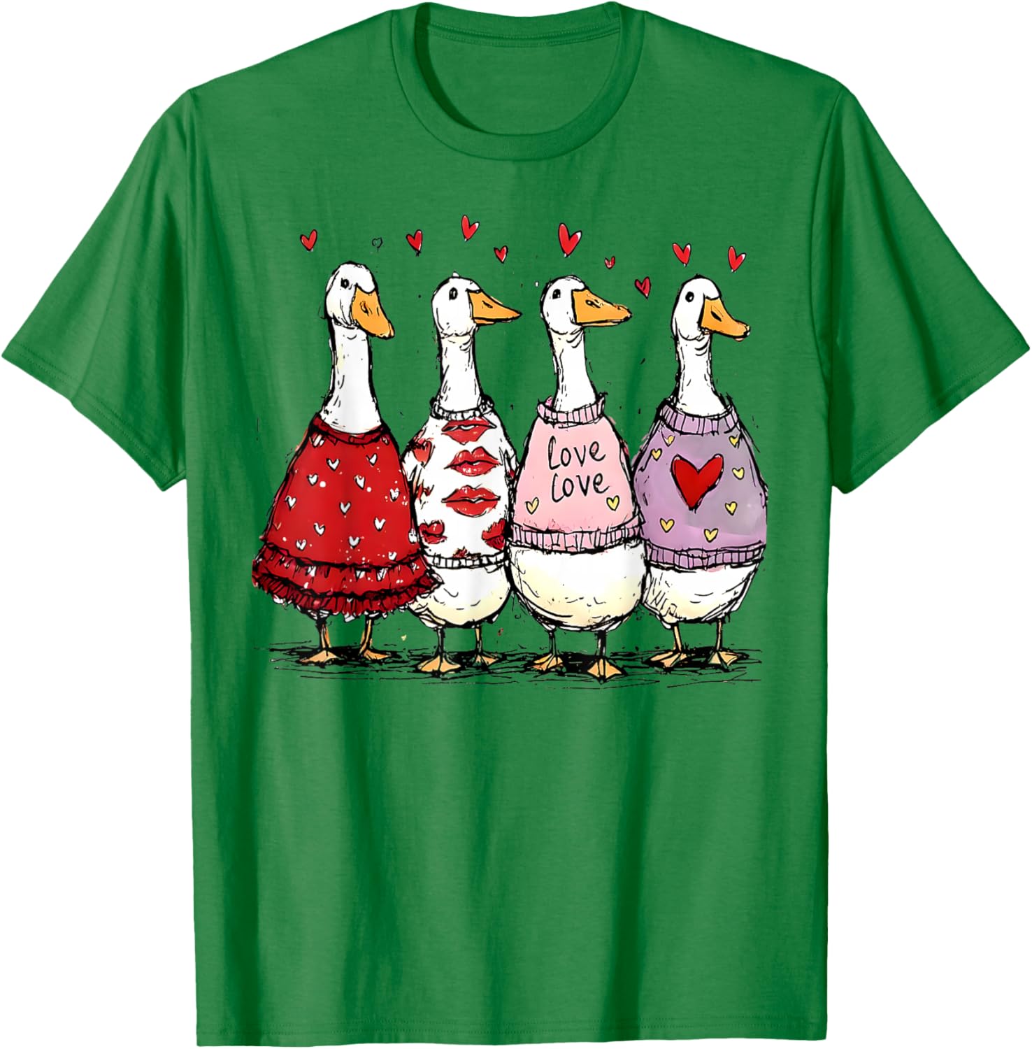 Funny Silly Goose Valentine Trendy Valentine's Day Men Women T-Shirt - T-Shirt | Irish Green