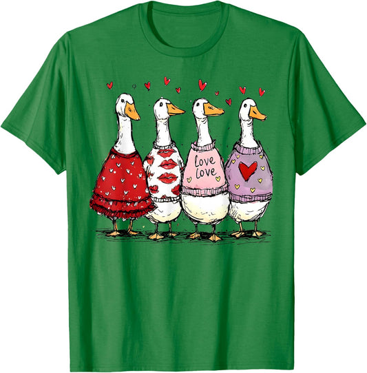 Funny Silly Goose Valentine Trendy Valentine's Day Men Women T-Shirt - T-Shirt | Irish Green