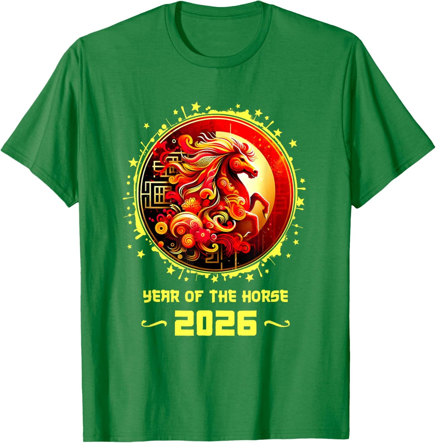 Year of Horse 2026 Chinese Zodiac Lunar New Year T-Shirt - T-Shirt | Irish Green