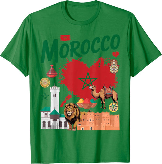 Morocco Flag Outfit Idea for Kids Moroccan Themed Maroc T-Shirt - T-Shirt | Irish Green