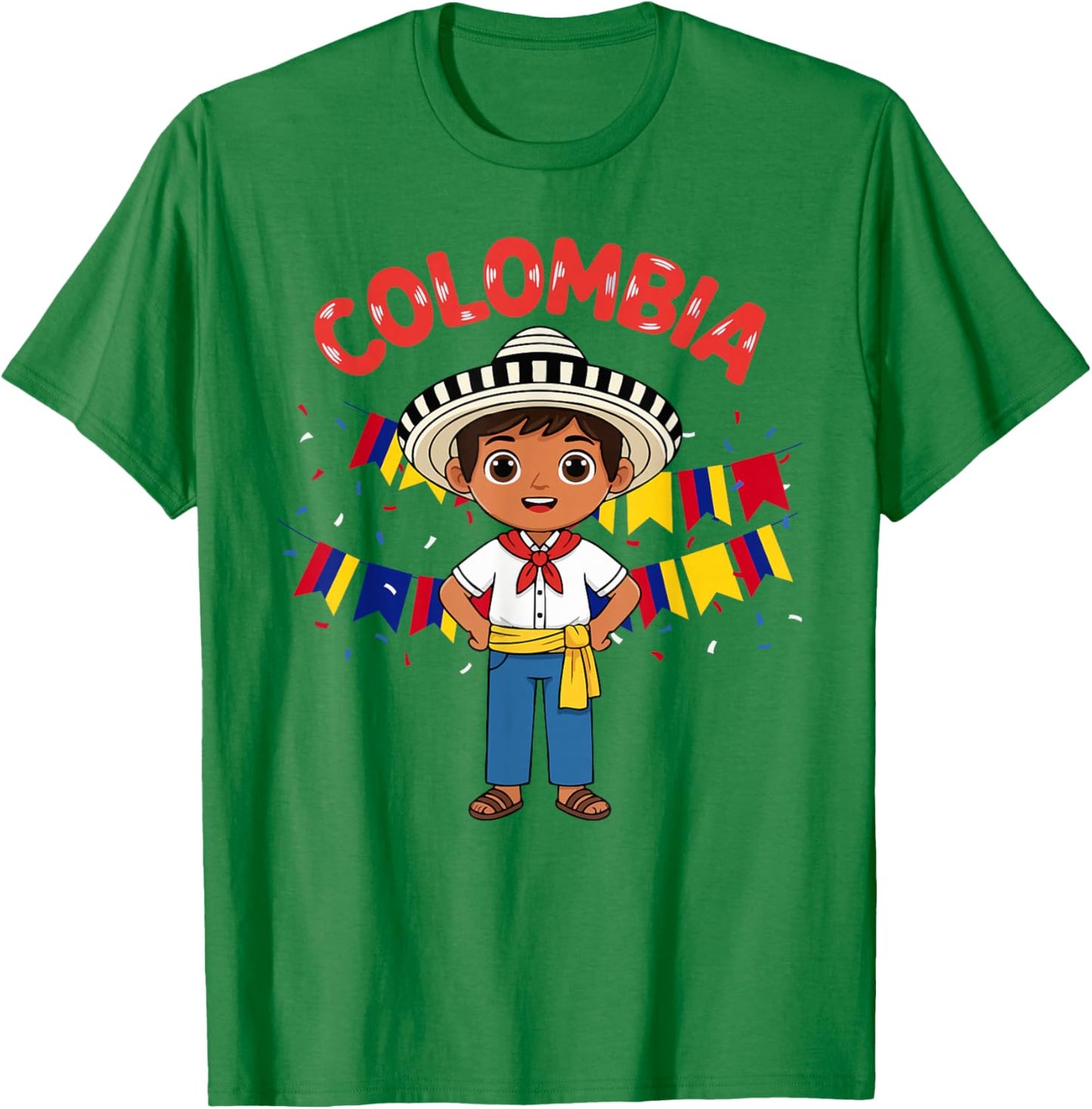 Colombia Colombian Boy Traditional Outfit Wear Flag Heritage T-Shirt - T-Shirt | Irish Green