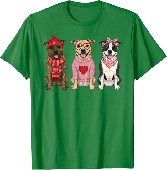 Cute Staffordshire Bull Terrier Valentine Dog T-Shirt - T-Shirt | Irish Green