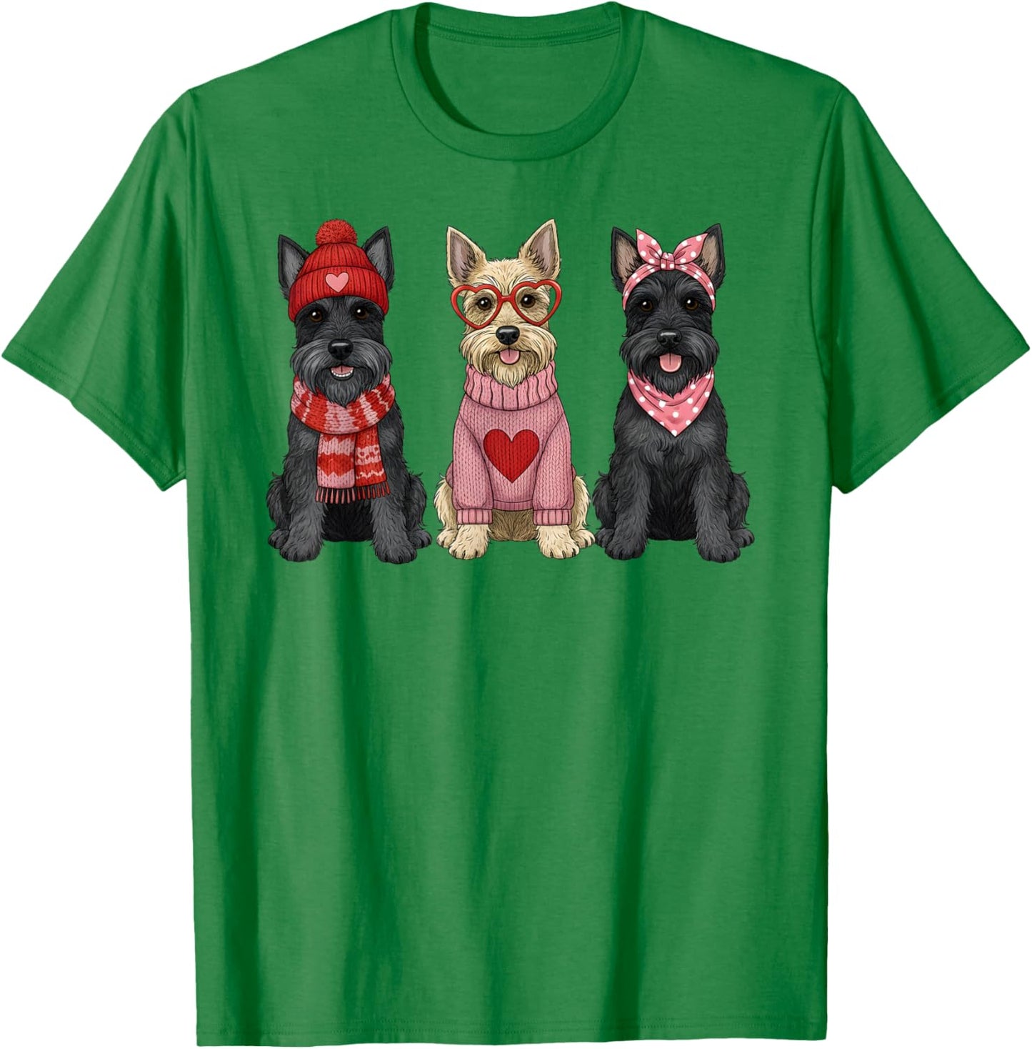 Cute Scottish Terrier Valentine Scottie Dog T-Shirt - T-Shirt | Irish Green