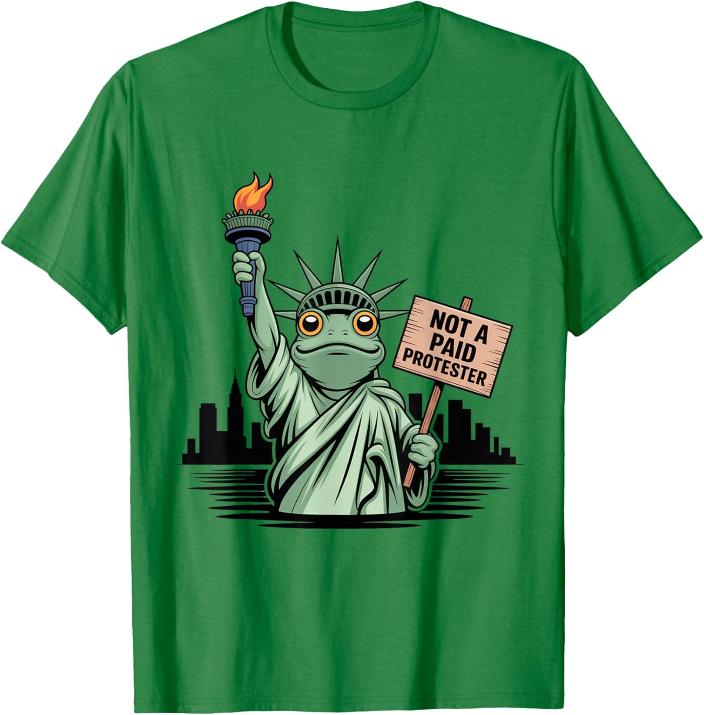 Statue of Ribbity Frog Protest Not A Paid Protester Resist T-Shirt - T-Shirt | Irish Green