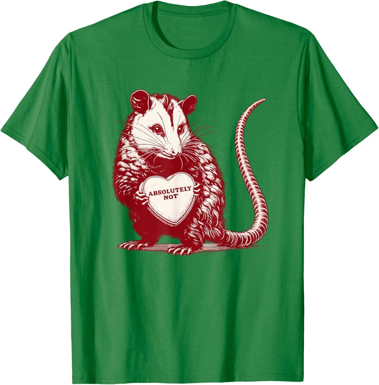 Absolutely Not Opossum Funny Valentine Animal Heart T-Shirt - T-Shirt | Irish Green