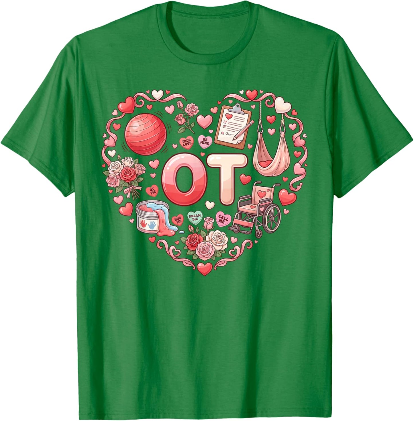 Groovy Occupational Therapy Valentines ot Conversation Heart T-Shirt - T-Shirt | Irish Green