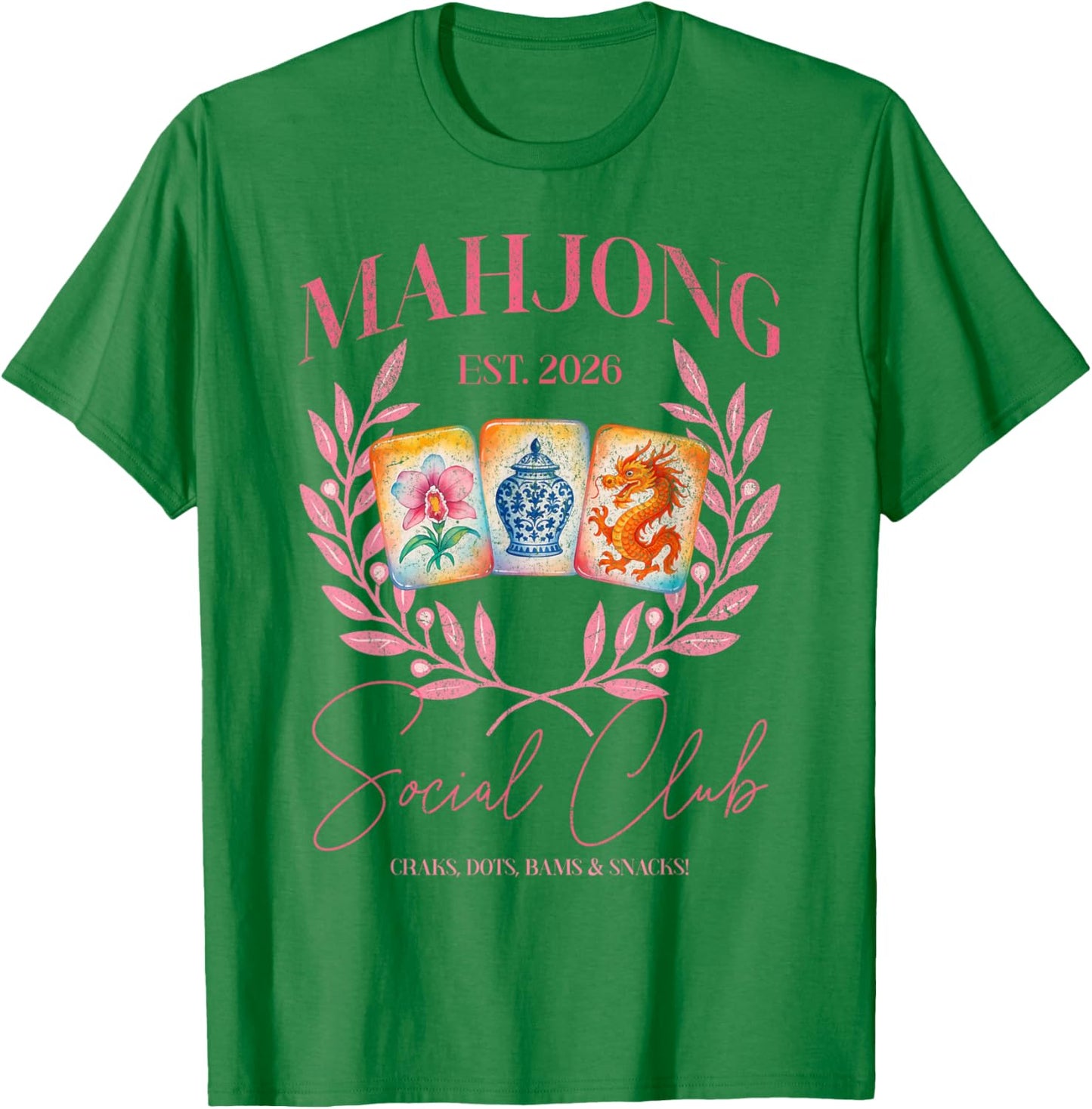 Mahjong Social Club 2026 Mahjong Love Playing Chinese Game T-Shirt - T-Shirt | Irish Green