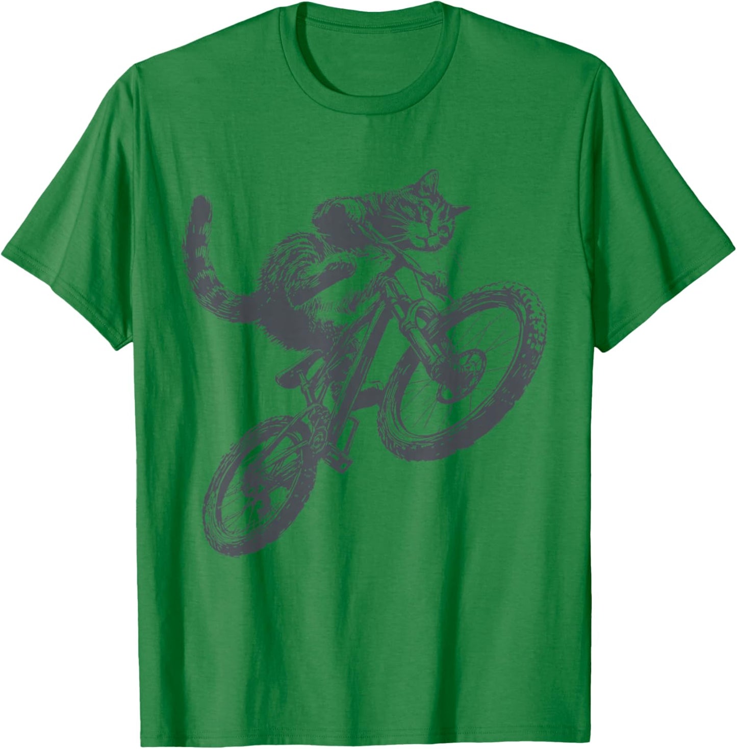 Funny Cat Riding Bicycle Kitten Mountain Bike Men Women T-Shirt - T-Shirt | Irish Green