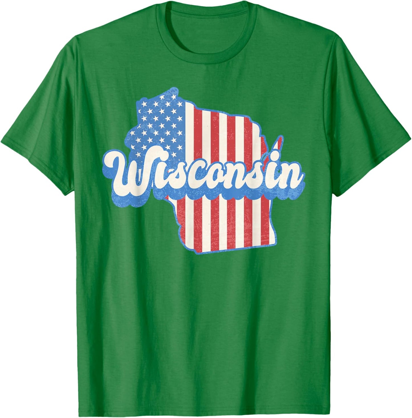 Wisconsin State Pride American Flag T-Shirt - T-Shirt | Irish Green