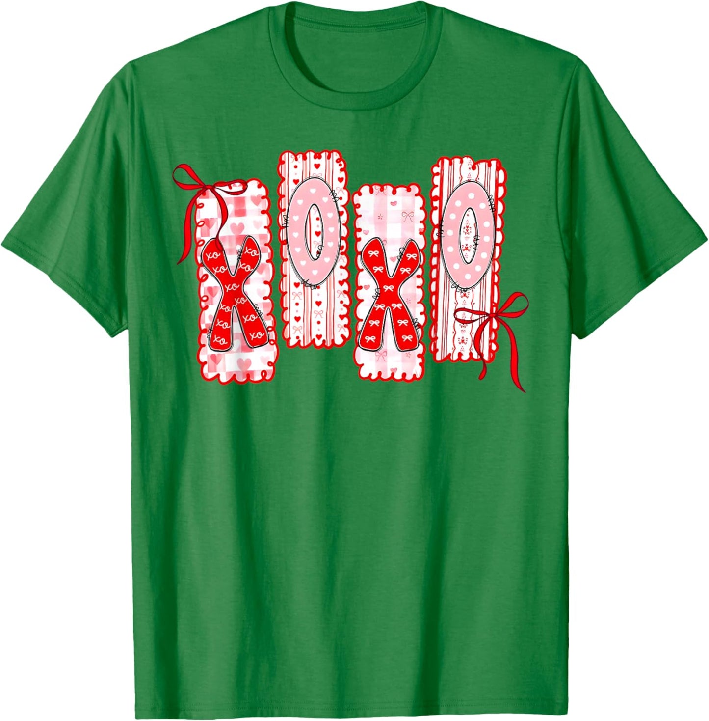 Coquette Valentine XOXO Funny Valentine Red Bow Hearts Lover T-Shirt - T-Shirt | Irish Green