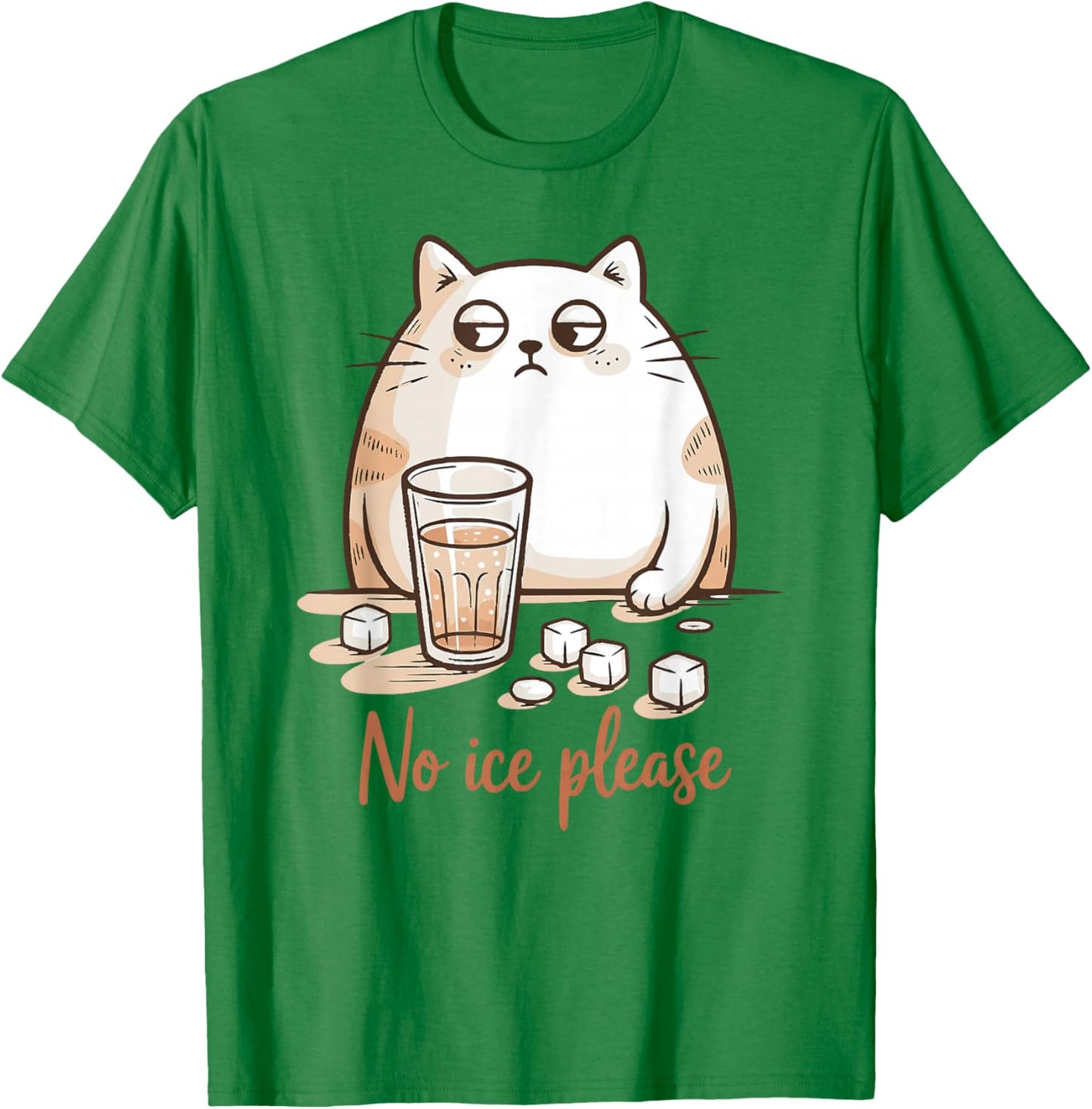 No Ice Please Cat Coffee Humor Artwork T-Shirt - T-Shirt | Irish Green