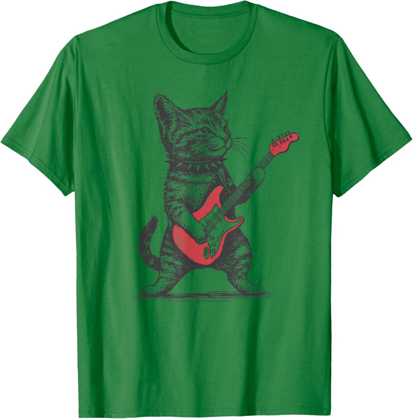 Vintage Cat Playing Guitar T-Shirt - T-Shirt | Irish Green