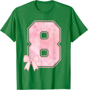8th Coquette Birthday Party Eight Year Old Girl Coquette Bow T-Shirt - T-Shirt | Irish Green