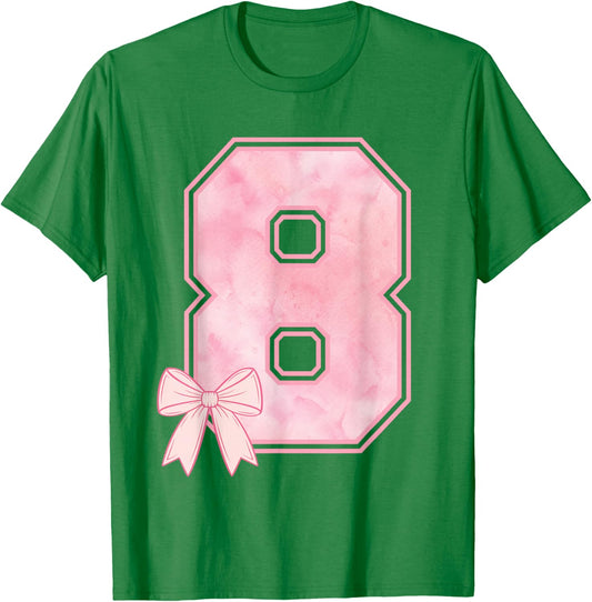 8th Coquette Birthday Party Eight Year Old Girl Coquette Bow T-Shirt - T-Shirt | Irish Green