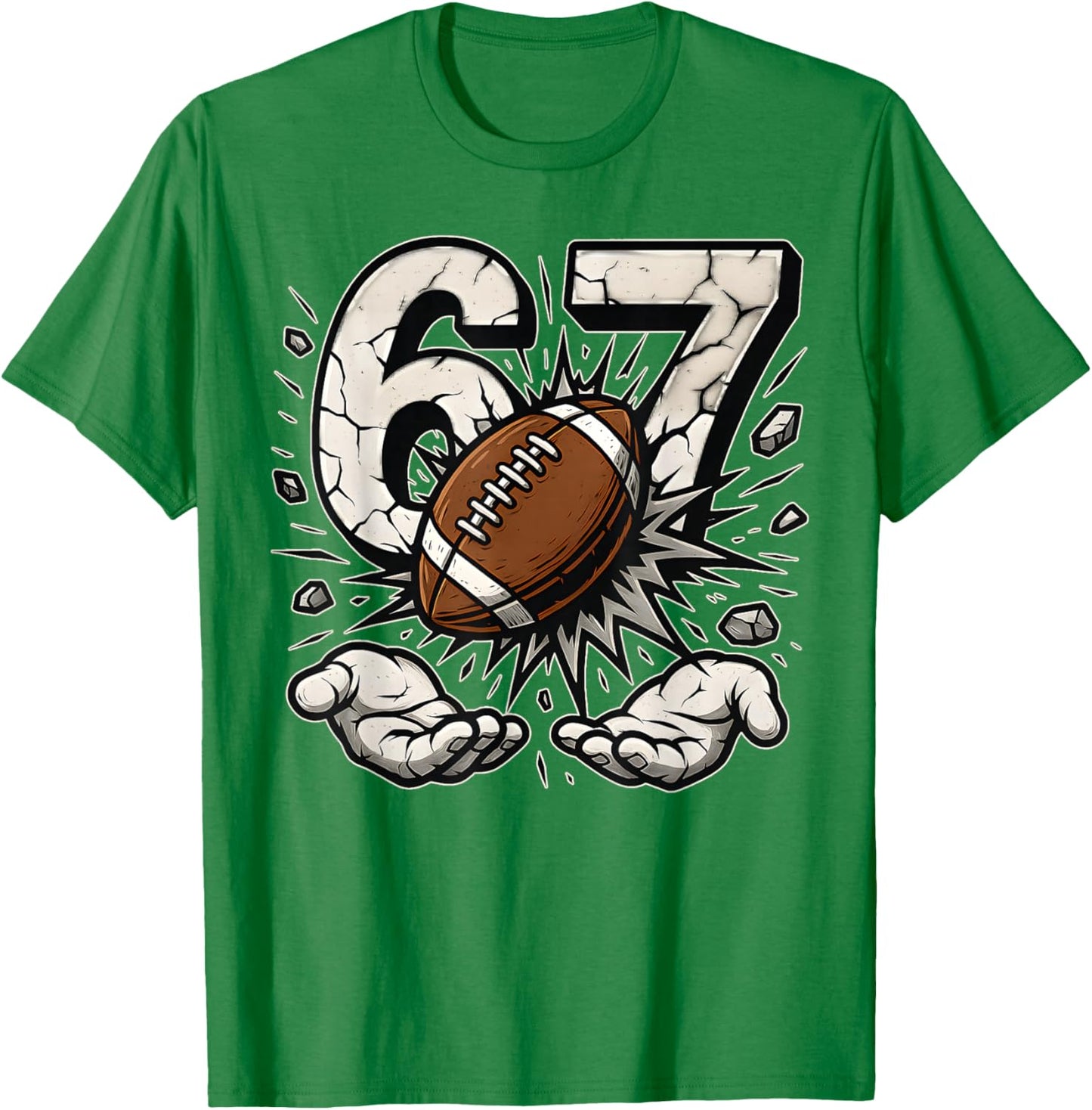 Funny 67 Six Seven American Football 6 7 Meme Gen Alpha T-Shirt - T-Shirt | Irish Green