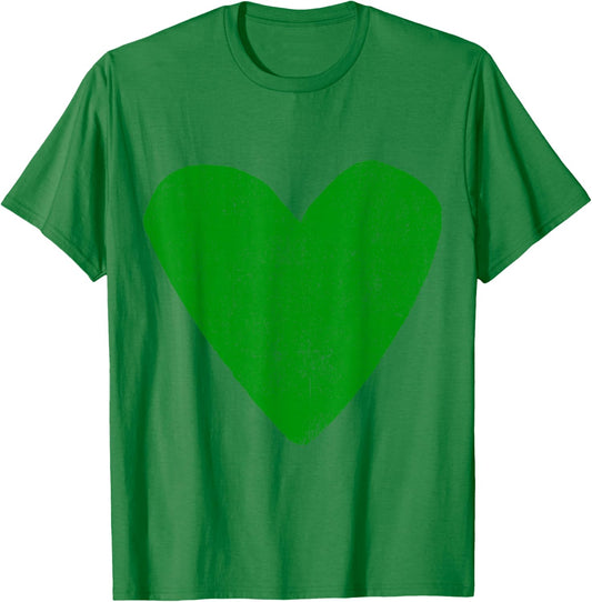 Love Heart Emerald Green Color White T-Shirt - T-Shirt | Irish Green