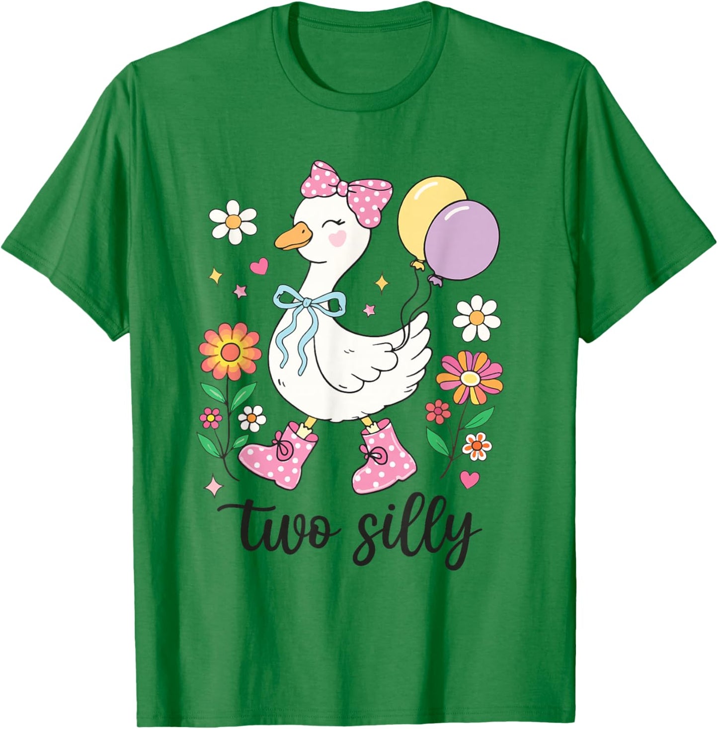 Two Silly Second Birthday Goose 2nd Birthday T-Shirt - T-Shirt | Irish Green