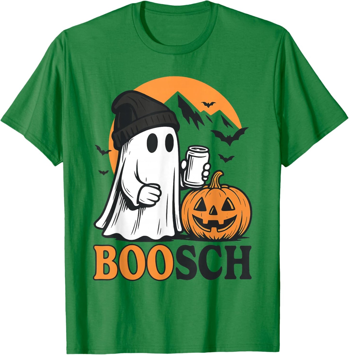 Boosch Ghost Beer Drinking Pumpkin Halloween Party Night T-Shirt - T-Shirt | Irish Green
