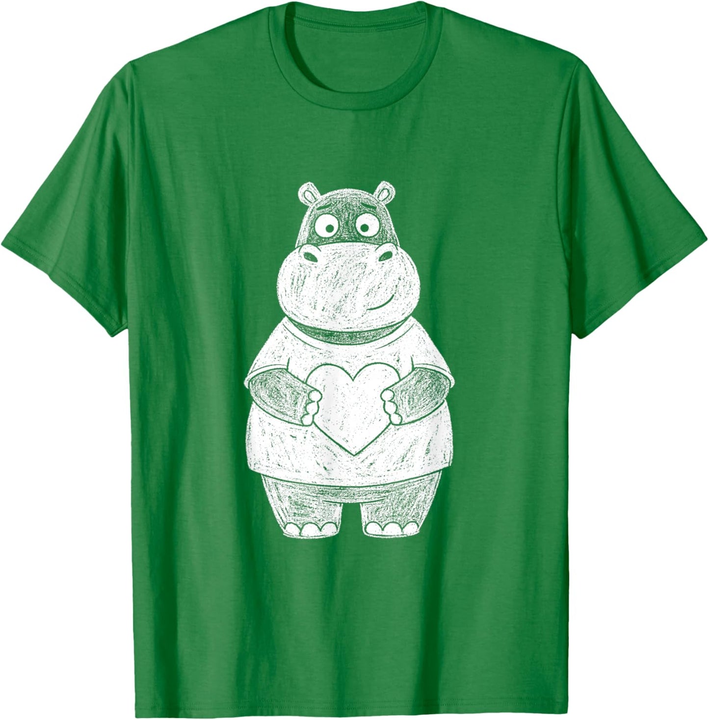 Ugly Hippo Sketch Cute Kids Valentines Days T-Shirt - T-Shirt | Irish Green