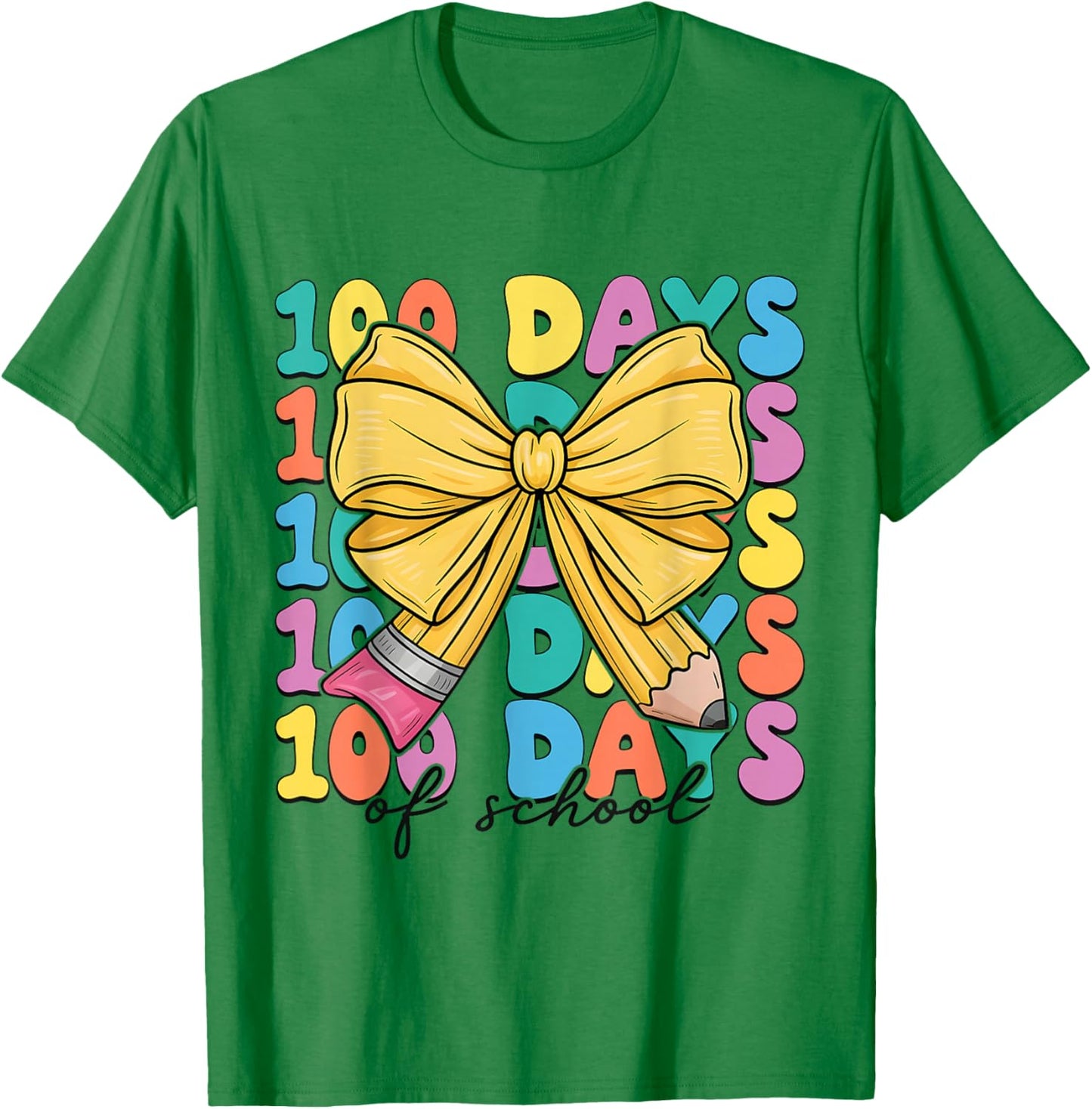 100 Days of School Coquette Bow Girl 100th Day of School Boy T-Shirt - T-Shirt | Irish Green