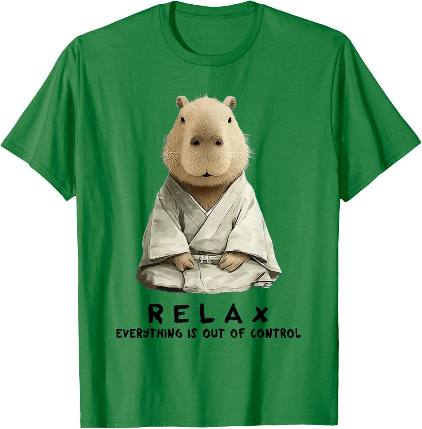 Relax Everything is Out of Control Funny Zen Capybara Art T-Shirt - T-Shirt | Irish Green