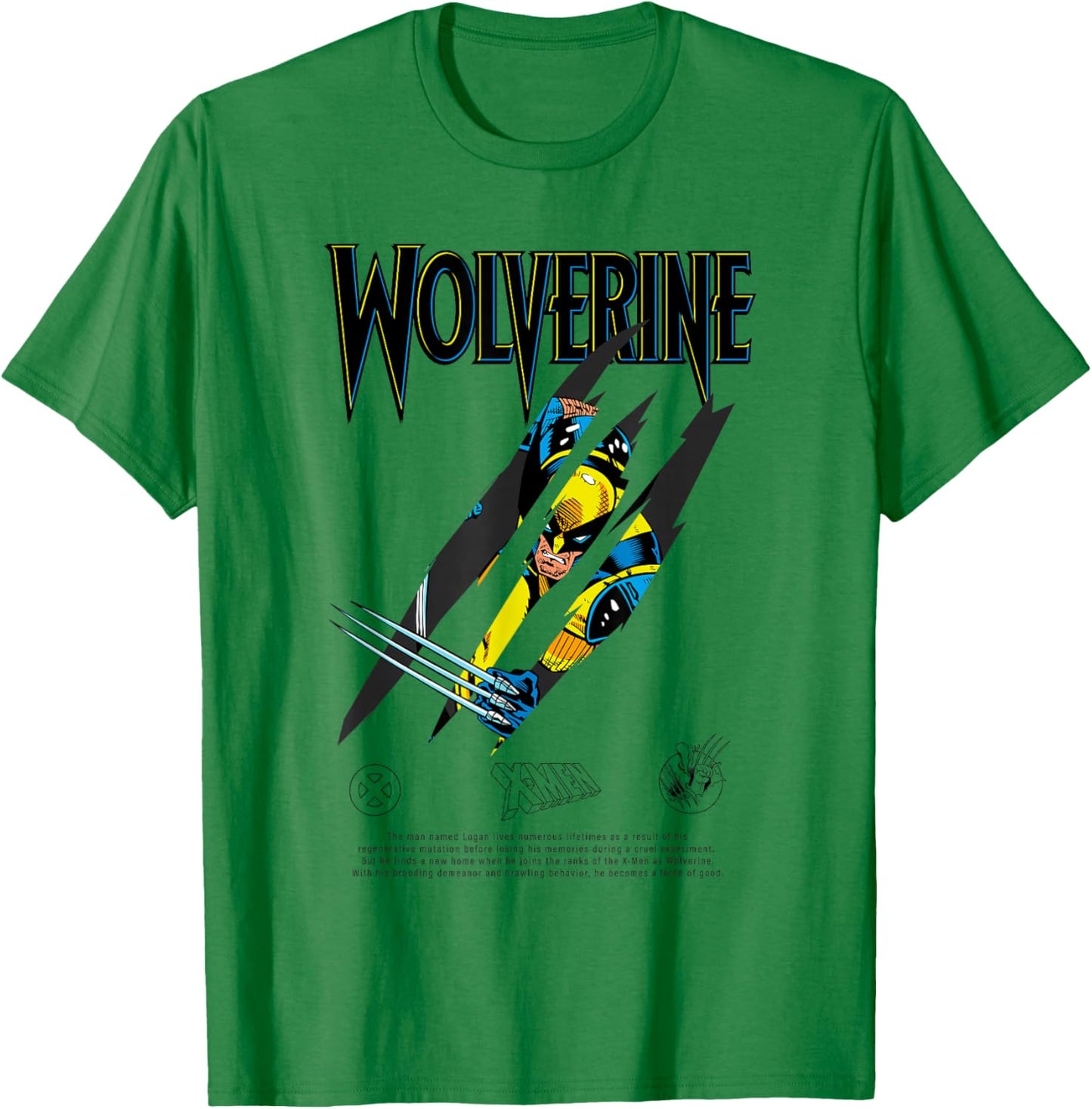 Marvel Comics X-Men Wolverine Claw Slash T-Shirt - T-Shirt | Irish Green
