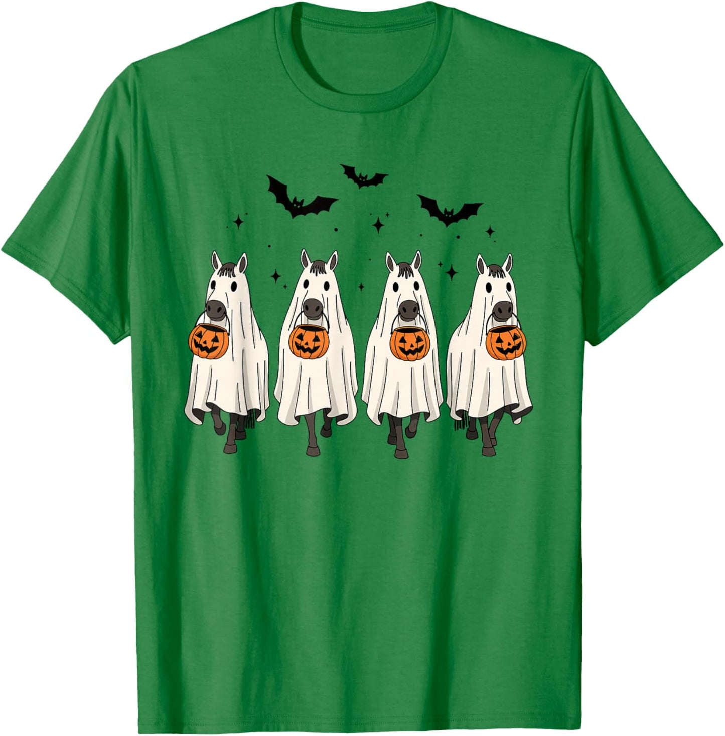 Funny Ghost Horses Halloween Cowboy Spooky Horse T-Shirt - T-Shirt | Irish Green
