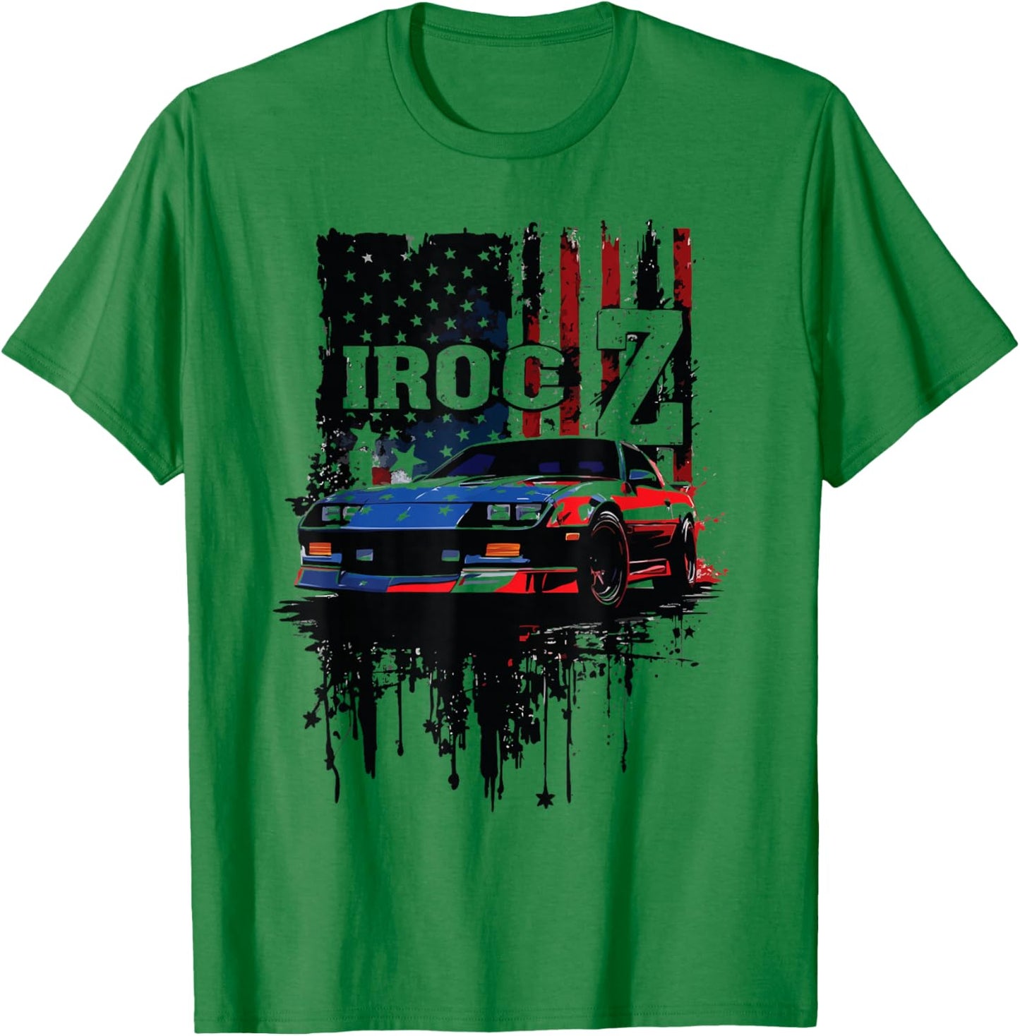 Red, White and Blue Patriotic IROC Z Muscle Car Silhouette T-Shirt - T-Shirt | Irish Green