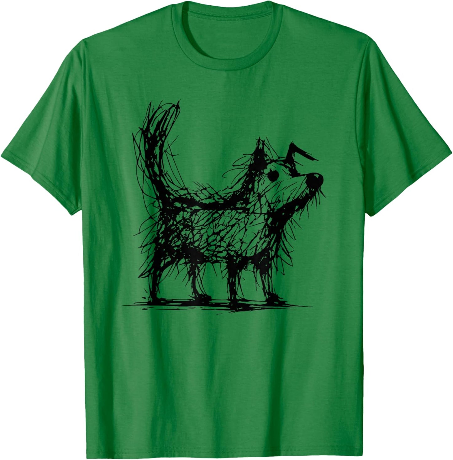 Minimal Line Art Minimalist Abstract Sketch Scribble Dog T-Shirt - T-Shirt | Irish Green