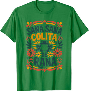 Sana Sana Colita De Rana Mexican Nurse Frog Folk Art T-Shirt - T-Shirt | Irish Green