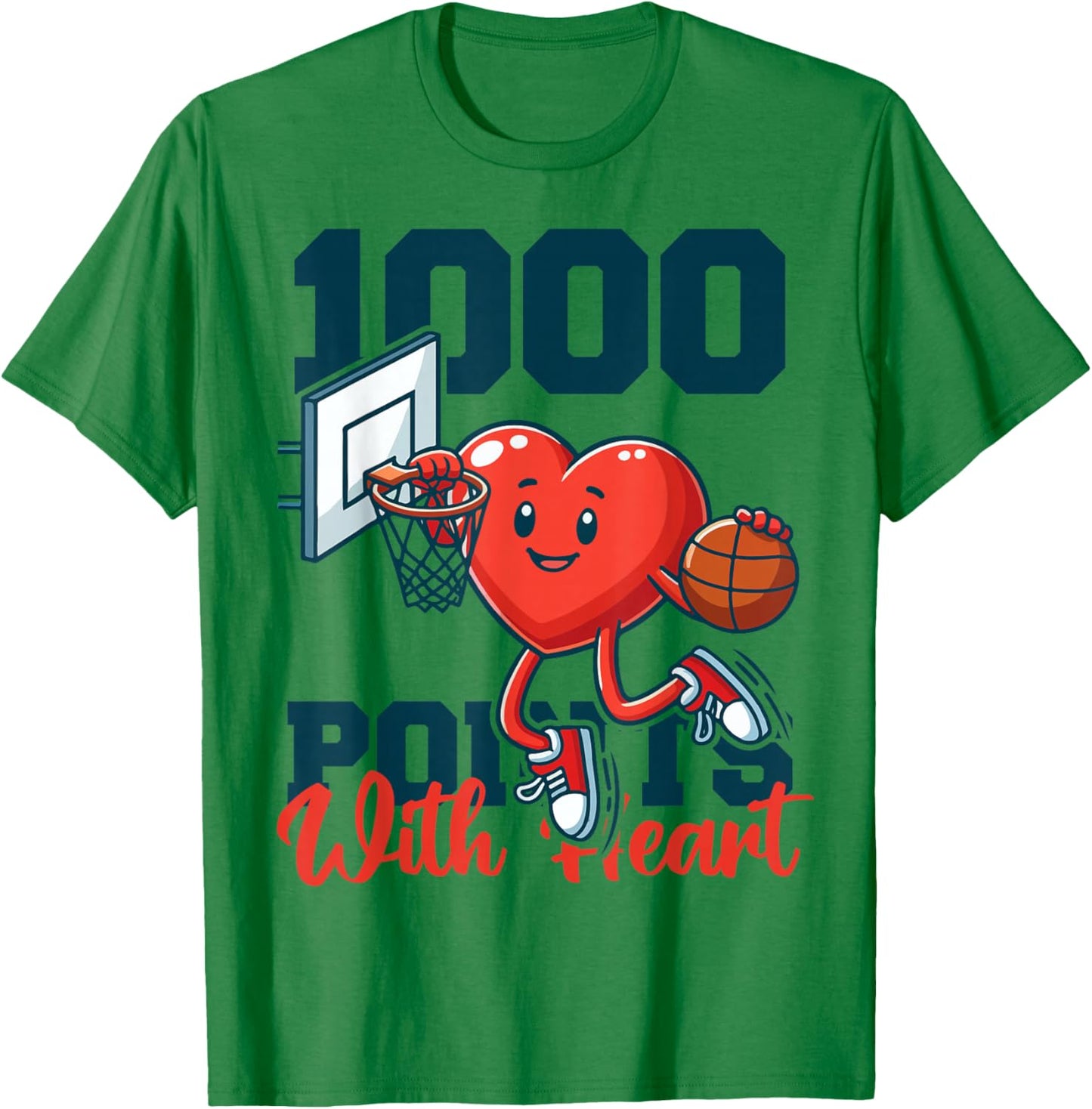 1000 Points Basketball Scorer Heart Ball Basketball Player T-Shirt - T-Shirt | Irish Green