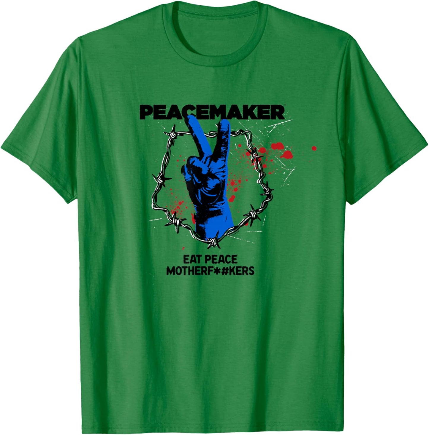 DC Comics Peacemaker Eat Peace Mother F... Portrait T-Shirt - T-Shirt | Irish Green