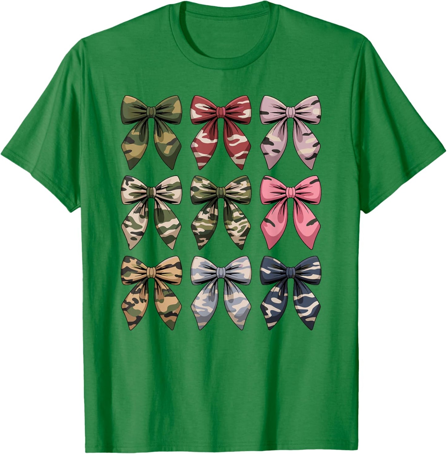 Camouflage Old Camo Bow Cute Country Hunting Women Girl T-Shirt - T-Shirt | Irish Green