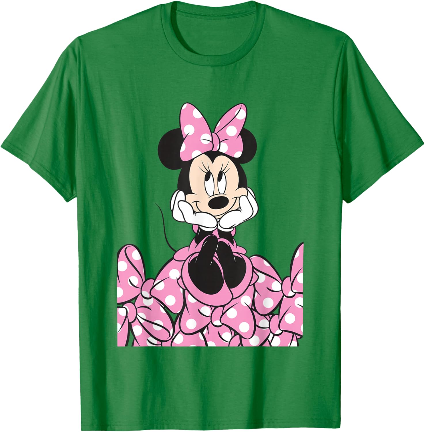Disney Mickey and Friends Minnie Pink Polka Dot Bow Stack T-Shirt - T-Shirt | Irish Green