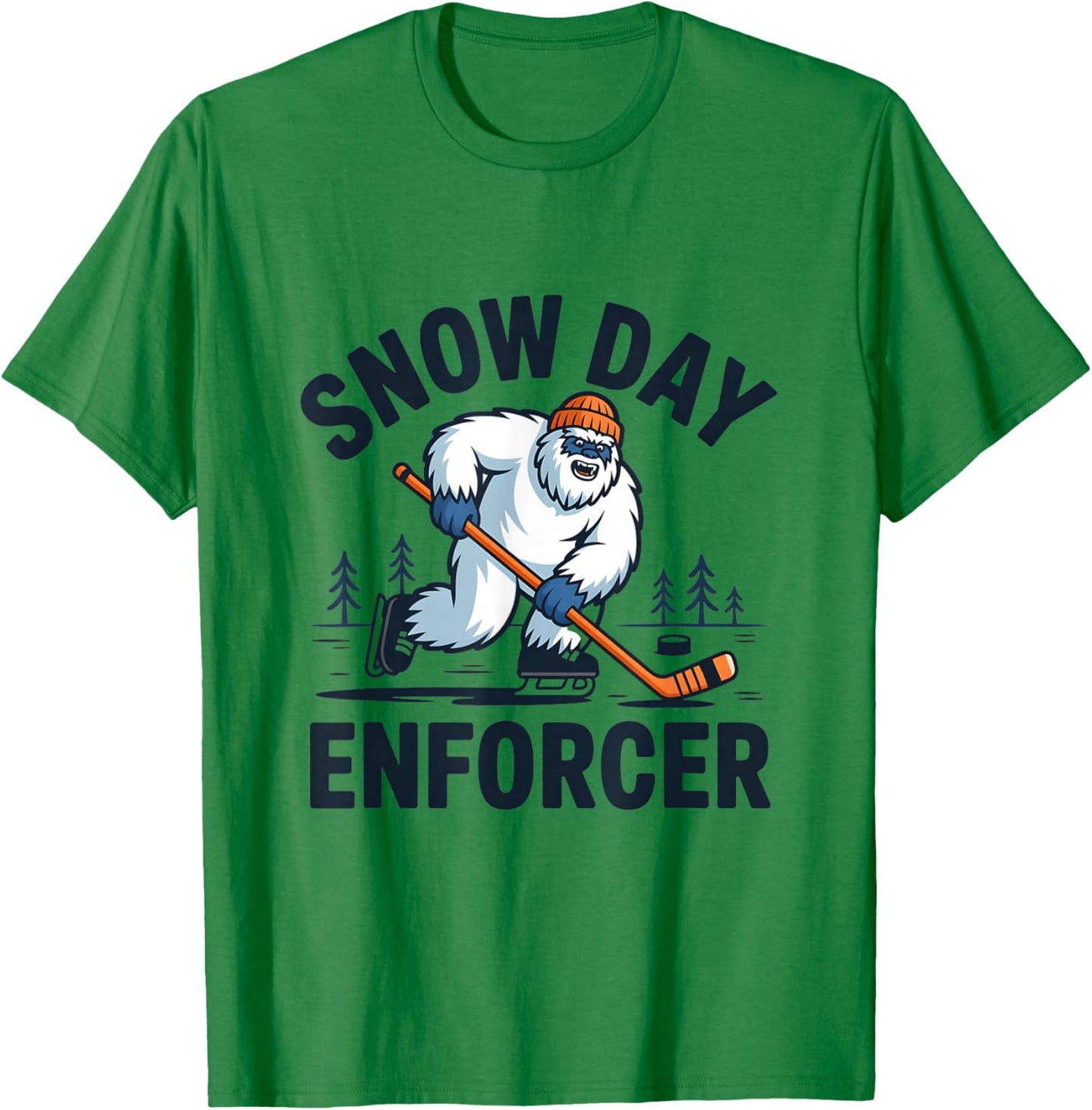 Snow Day Enforcer, Snowman Hockey Player T-Shirt - T-Shirt | Irish Green