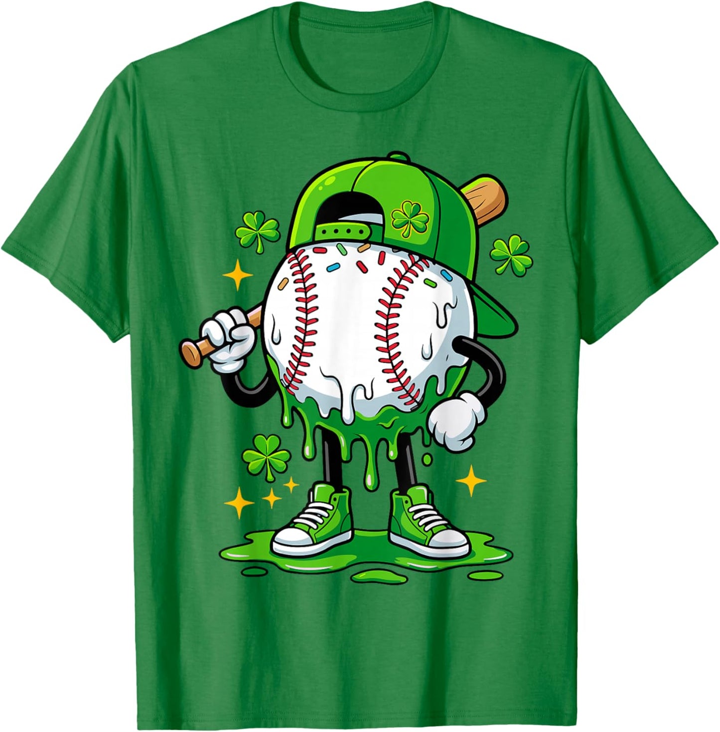 Baseball Drip Ice Cream Apparel Boy Youth St. Patrick’s Day T-Shirt - T-Shirt | Irish Green