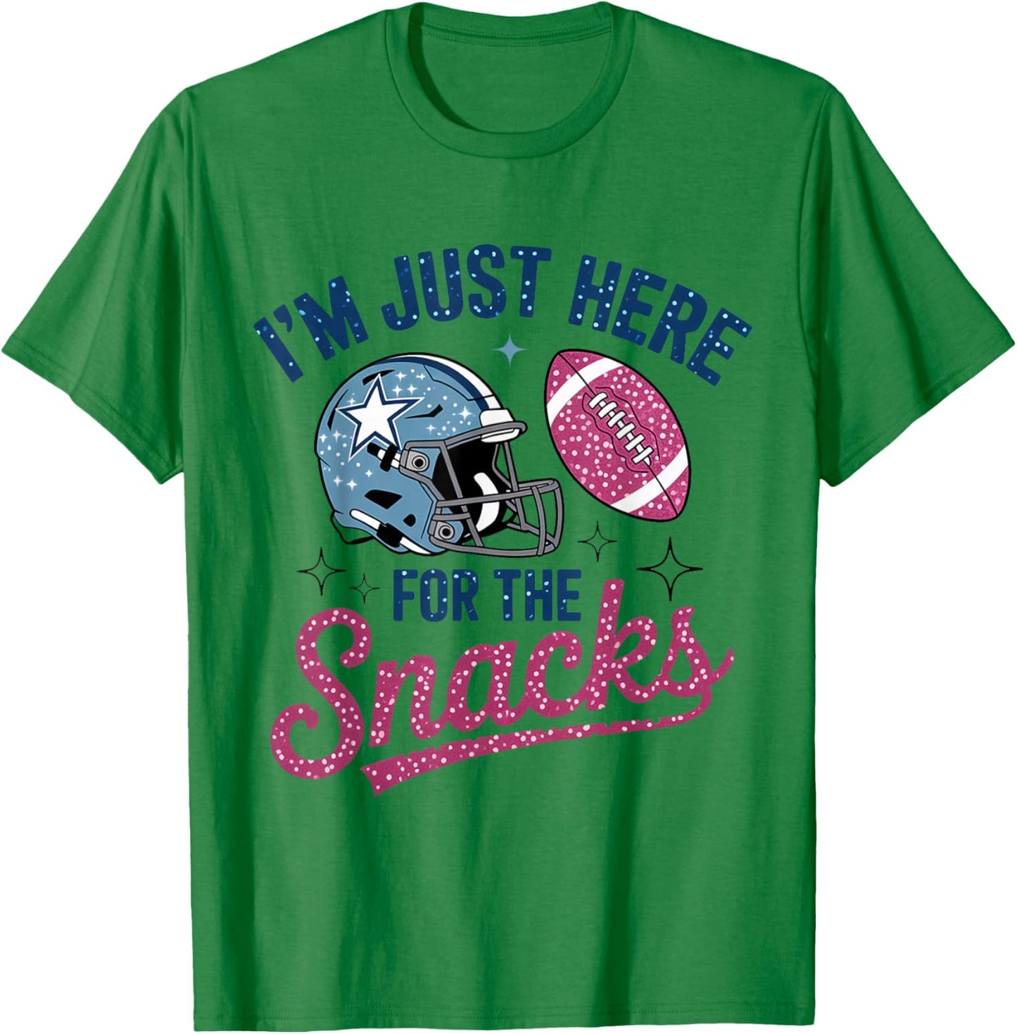 I'm Just Here for The Snacks Funny Football Game Day T-Shirt - T-Shirt | Irish Green