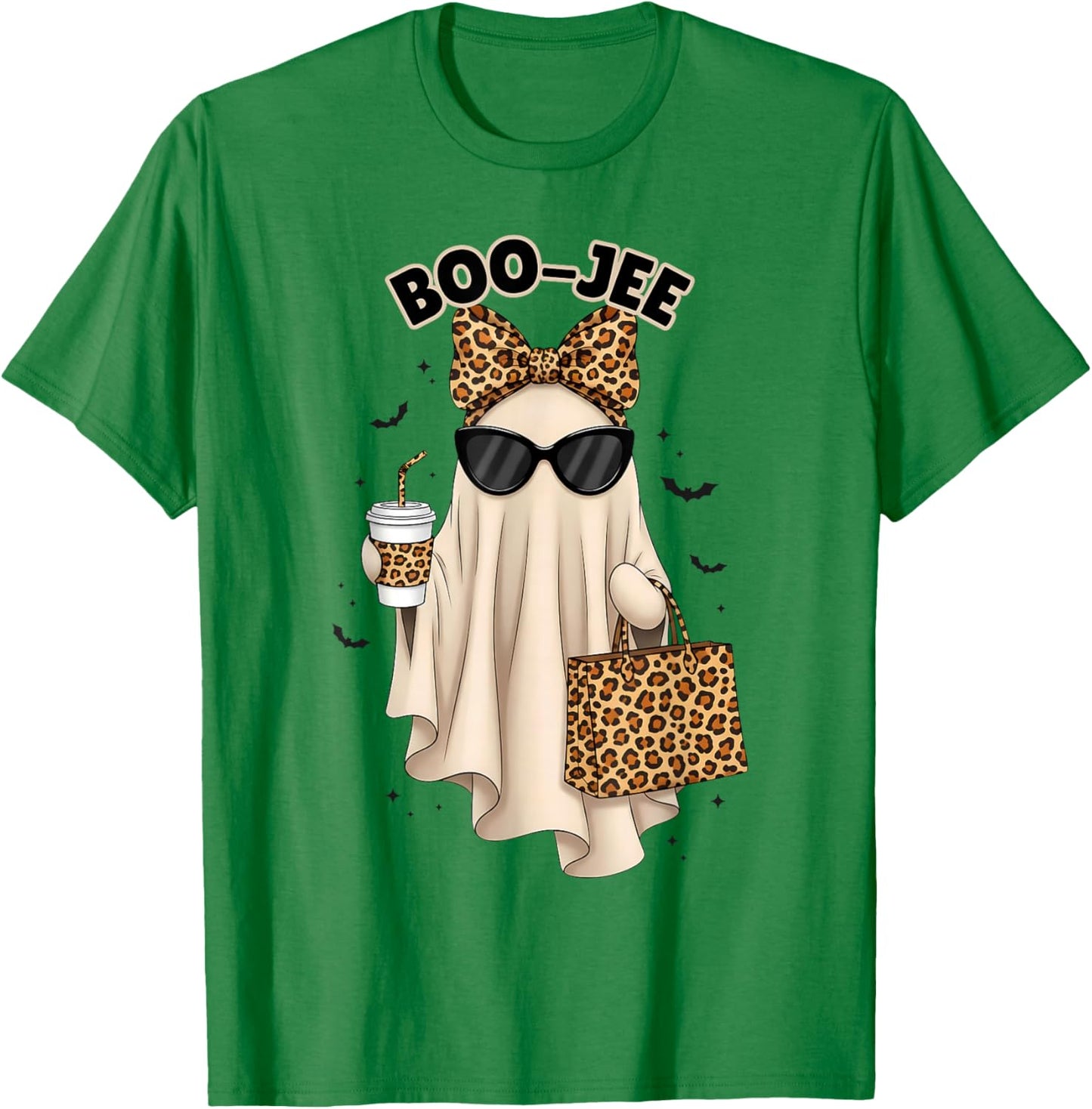 Boo JEE Boujee Ghost Halloween October Vibes Spooky Ghost T-Shirt - T-Shirt | Irish Green