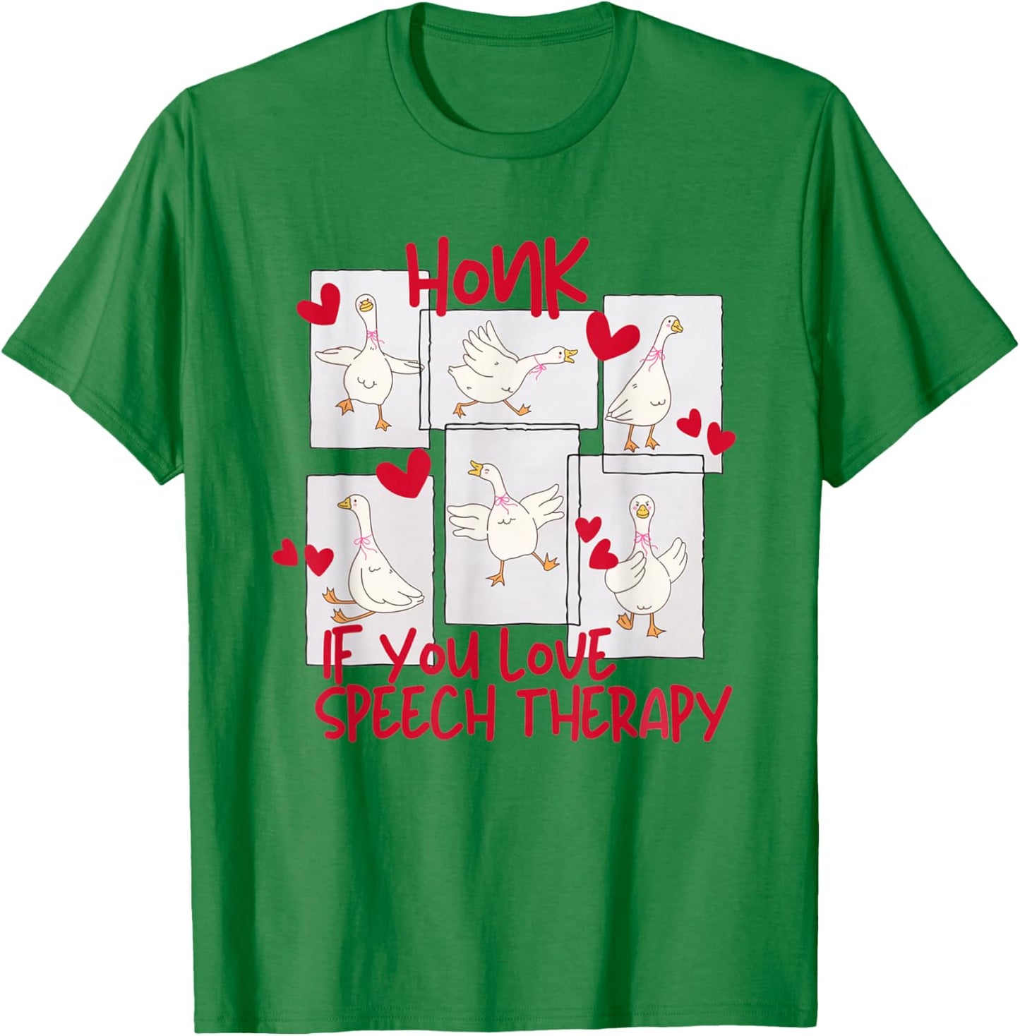 Women Cute Goose Valentines SLP Speech Language Pathologist T-Shirt - T-Shirt | Irish Green