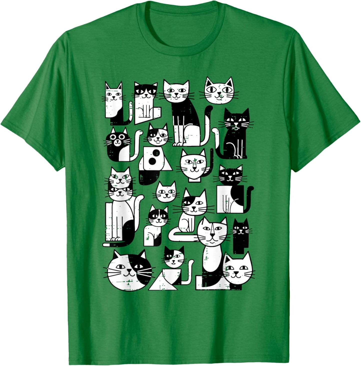 Cubism Cats Kitten Kitty Geometric Art Women Girls Kids Men T-Shirt - T-Shirt | Irish Green