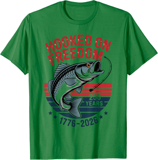 250 Years 1776-2026 250th Birthday Fishing T-Shirt - T-Shirt | Irish Green