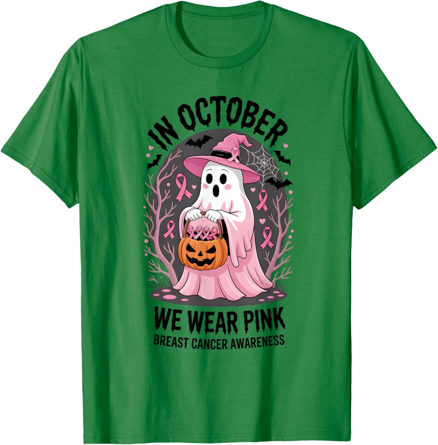in October We Wear Pink Breast Cancer Awareness T-Shirt - T-Shirt | Irish Green