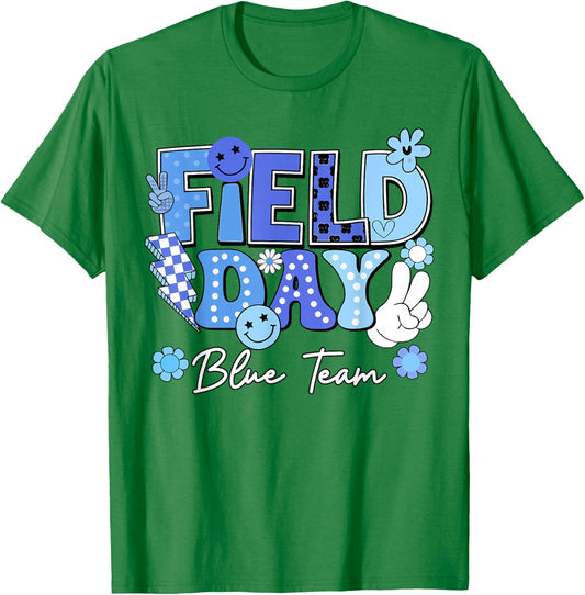 Field Day Blue Team Funny for Teacher Kids Field Day Games T-Shirt - T-Shirt | Irish Green