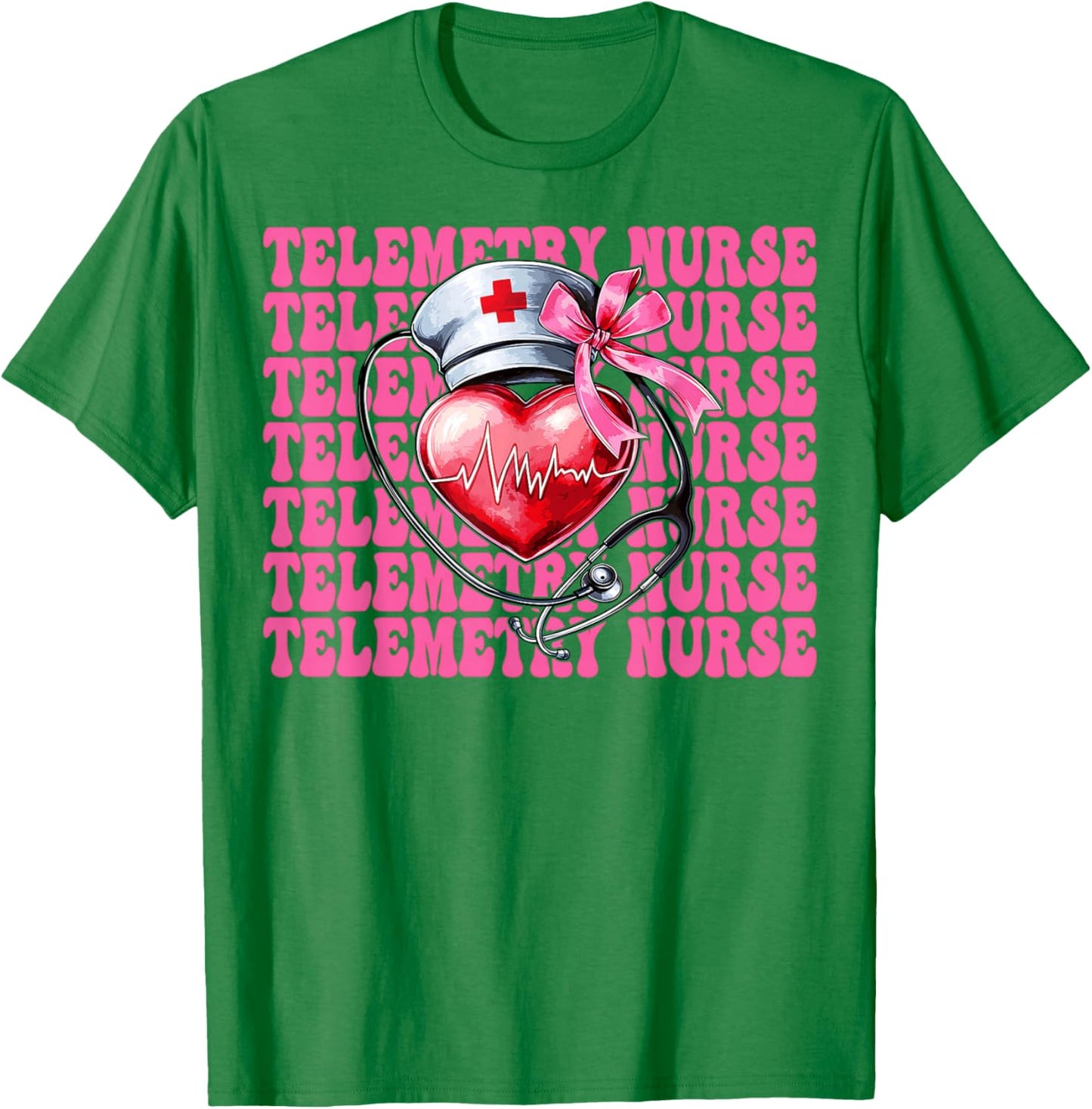 Telemetry Nurse Cardiac Nurse VICU ICU CICU Cardiology Girl T-Shirt - T-Shirt | Irish Green